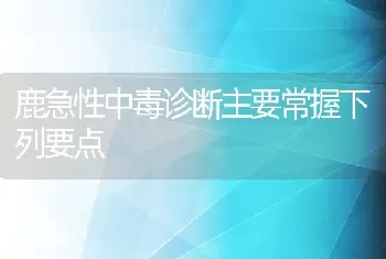 鹿急性中毒诊断主要常握下列要点