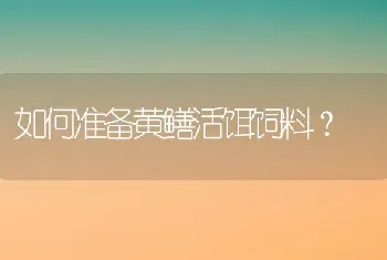 如何准备黄鳝活饵饲料？