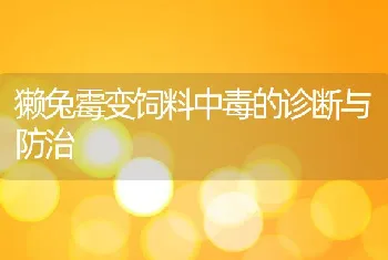 獭兔霉变饲料中毒的诊断与防治