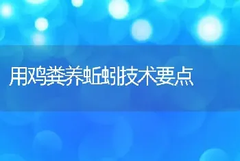 用鸡粪养蚯蚓技术要点