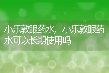 小乐敦眼药水，小乐敦眼药水可以长期使用吗