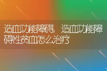 造血功能障碍，造血功能障碍性贫血怎么治疗