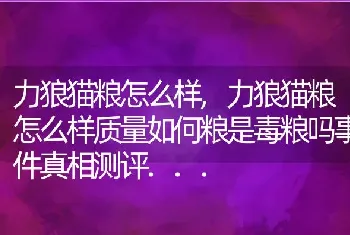 力狼猫粮怎么样，力狼猫粮怎么样质量如何粮是毒粮吗事件真相测评...