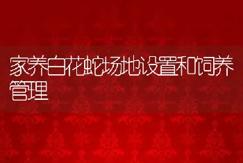 家养白花蛇场地设置和饲养管理