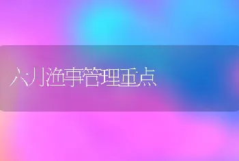 六月渔事管理重点