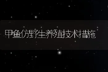 甲鱼仿野生养殖技术措施