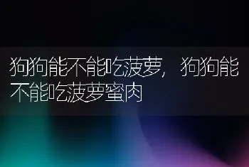 狗狗能不能吃菠萝，狗狗能不能吃菠萝蜜肉