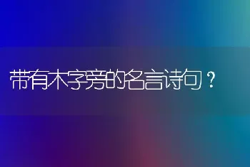 带有木字旁的名言诗句？