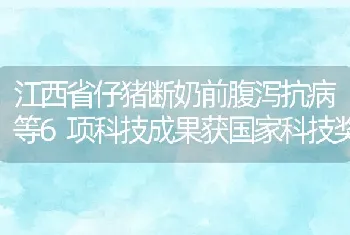 江西省仔猪断奶前腹泻抗病等6项科技成果获国家科技奖