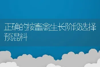 正确的按畜禽生长阶段选择预混料