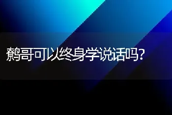 鹩哥可以终身学说话吗？