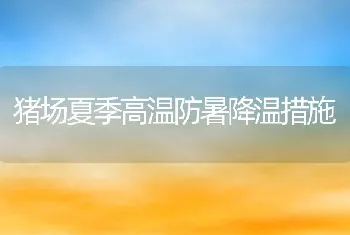 猪场夏季高温防暑降温措施