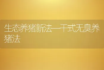 生态养猪新法—干式无臭养猪法