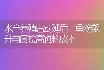 水产养殖启动延后 鱼粉飙升再度拉高饲料成本