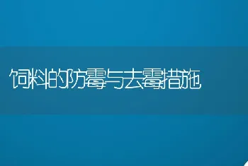 饲料的防霉与去霉措施