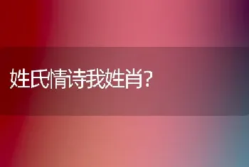 姓氏情诗我姓肖？