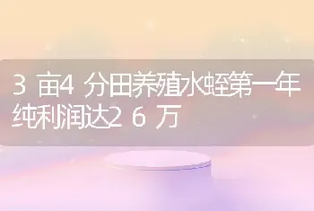 3亩4分田养殖水蛭第一年纯利润达26万