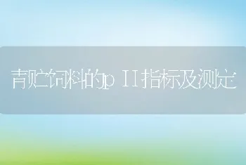 青贮饲料的pH指标及测定