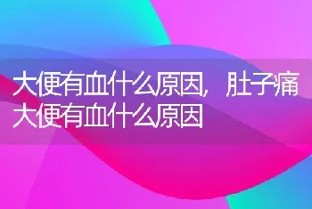 大便有血什么原因，肚子痛大便有血什么原因