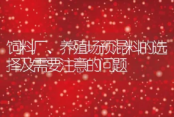 饲料厂、养殖场预混料的选择及需要注意的问题