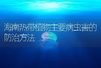 海南热带植物主要病虫害的防治方法