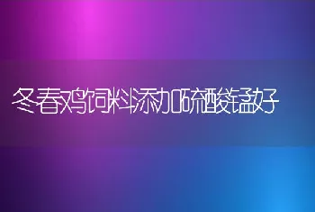 冬春鸡饲料添加硫酸锰好