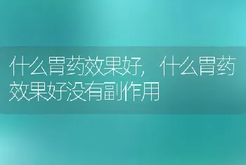 什么胃药效果好，什么胃药效果好没有副作用