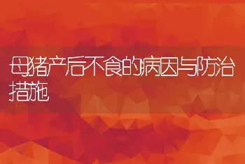 母猪产后不食的病因与防治措施