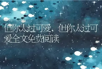 但你太过可爱，但你太过可爱全文免费阅读