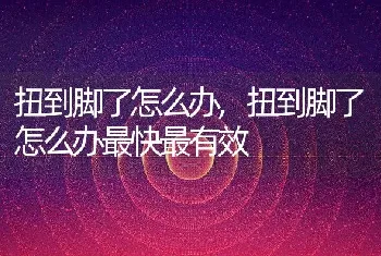 扭到脚了怎么办，扭到脚了怎么办最快最有效