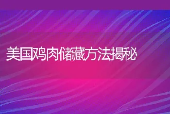 美国鸡肉储藏方法揭秘