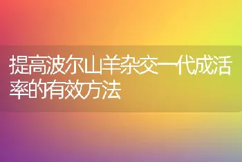 提高波尔山羊杂交一代成活率的有效方法