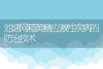 池塘网箱黄鳝应激性疾病的防治技术