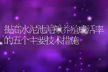 提高水泥池泥鳅养殖成活率的五个主要技术措施