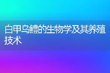 白甲乌鳢的生物学及其养殖技术