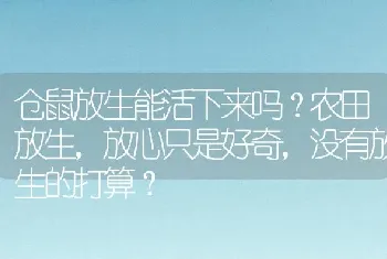 仓鼠放生能活下来吗？农田放生，放心只是好奇，没有放生的打算？