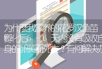 为什麽我家养的花罗汉鱼苗孵化后5-6天内没有吸收自身的卵黄而死亡？有何解决办法？