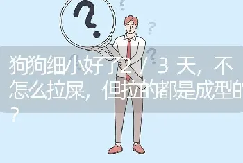 狗狗细小好了2/3天，不怎么拉屎，但拉的都是成型的？