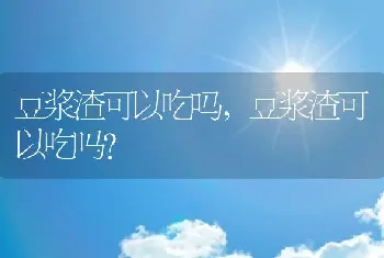 豆浆渣可以吃吗，豆浆渣可以吃吗？