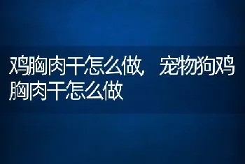 鸡胸肉干怎么做，宠物狗鸡胸肉干怎么做