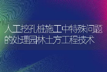 人工挖孔桩施工中特殊问题的处理园林土方工程技术