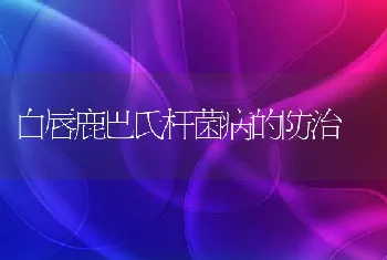 白唇鹿巴氏杆菌病的防治