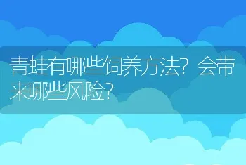 青蛙有哪些饲养方法？会带来哪些风险？