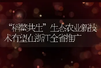 稻鳖共生生态农业新技术有望在浙江全省推广