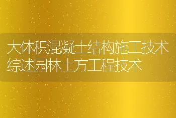 大体积混凝土结构施工技术综述园林土方工程技术