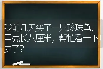 我前几天买了一只珍珠龟，甲壳长八厘米，帮忙看一下几岁了？