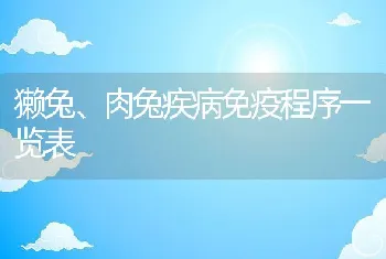 獭兔、肉兔疾病免疫程序一览表