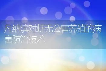 凡纳滨对虾无公害养殖的病害防治技术