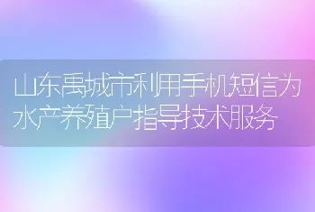 山东禹城市利用手机短信为水产养殖户指导技术服务