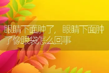 眼睛下面肿了，眼睛下面肿了像眼袋怎么回事